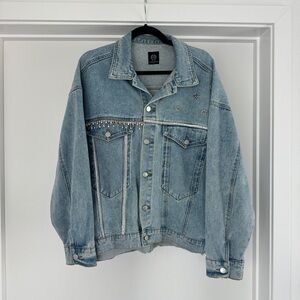 Blue denim jacket with rhinestone details